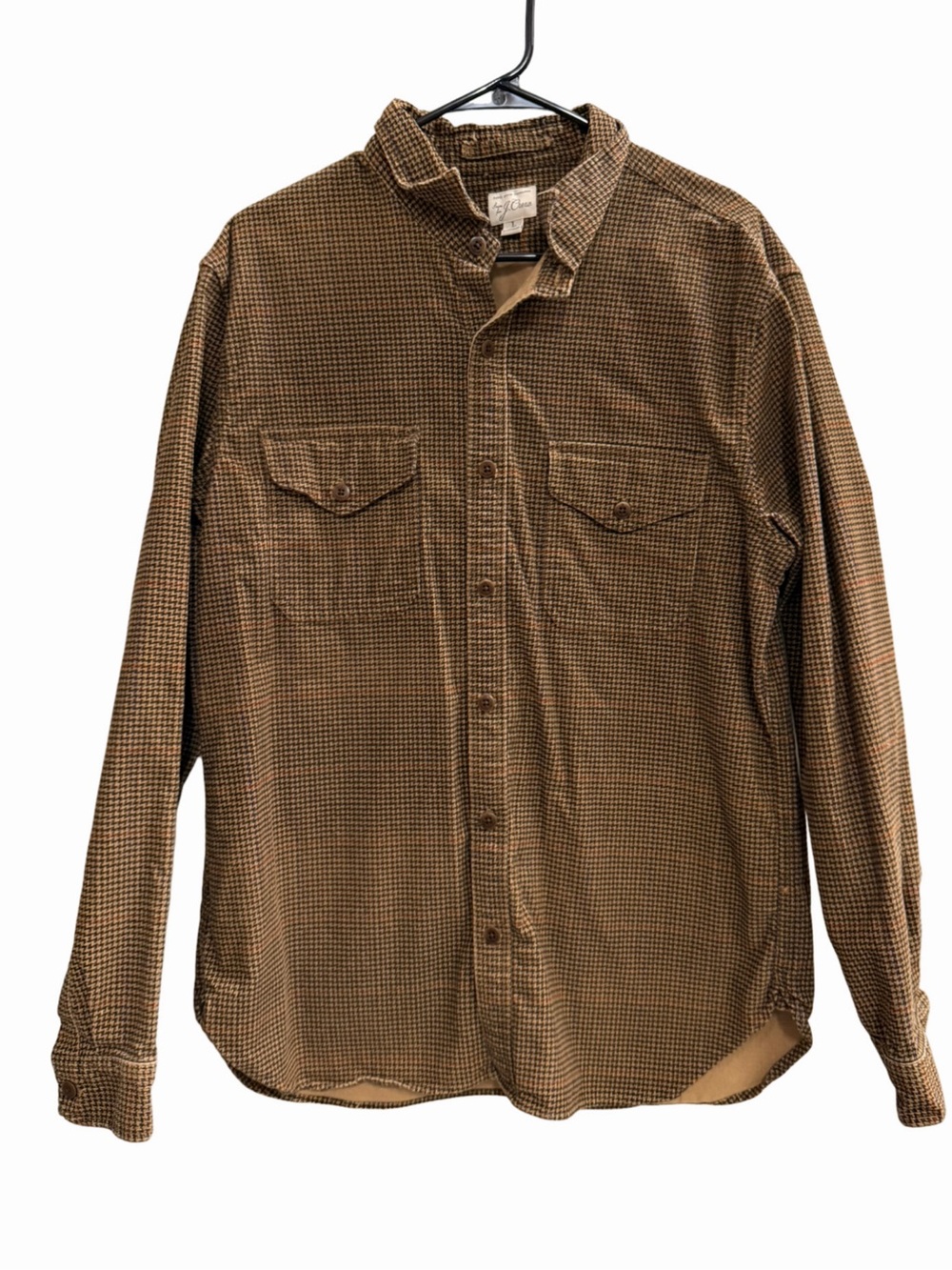 J.Crew Houndstooth Two Pocket Cotton Workshirt Brown Men’s Large